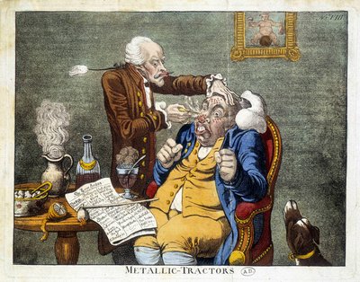 顔のボタンを外される男性 作： James Gillray