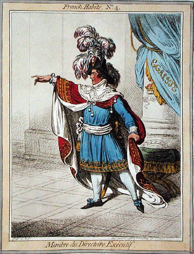 ハンナ・ハンフリーが1798年に出版した「フランス人の習慣」の第4版「実行委員会のメンバー」（カラー・エッチング） 作： James Gillray