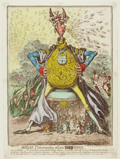 ミダス、すべてを紙に変える 作： James Gillray
