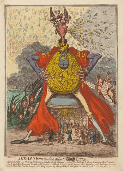 ミダス、すべてを紙に変える 作： James Gillray