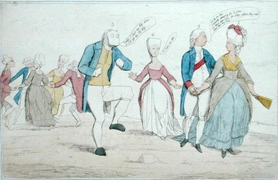 ハンナ・ハンフリーが1782年に出版した「ソールズベリー平原で最近発見されたモニュメント」（手彩色のエッチング） 作： James Gillray