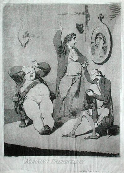 ハンナ・ハンフリーが1785年に出版した「朝の準備」（エッチング） 作： James Gillray