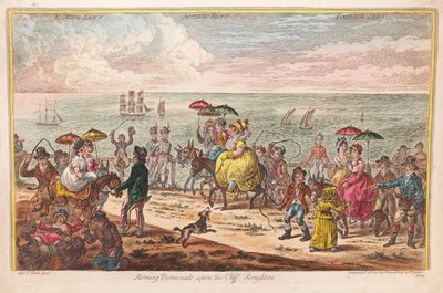 パブ、J。モース大尉の後のブライトン、崖の上の朝の遊歩道。 1806（手描きの彫刻） 作： James Gillray