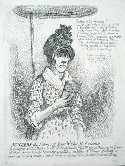 悪名高きストリートウォーカー＆エクソシスト、ミセス・ギブス 作： James Gillray
