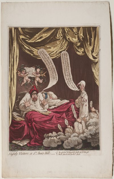 セントアンズヒルでの夜間の訪問者、1798年 作： James Gillray