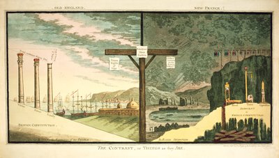 オールドイングランド、ニューフランス、コントラスト、ハンナハンフリー発行、1796年 作： James Gillray