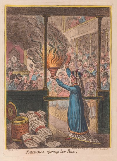 パンドラ彼女のボックスを開く、パブ。 1809（手描きの彫刻） 作： James Gillray