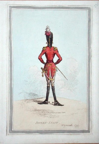 ハンナ・ハンフリーが1797年に出版した「パターンスタッフ」（手彩色の銅版画） 作： James Gillray