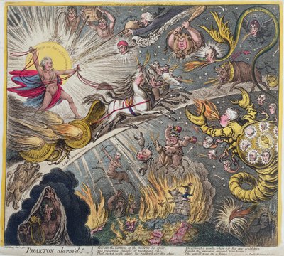 Phaeton Alarm&39;d、1808年にHannah Humphreyによって発行（エッチング、彫刻、アクアチントおよびトイレ） 作： James Gillray