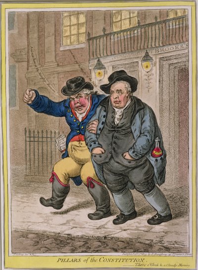 条件の柱：3 o&39;Clock und a Cloudy Morning、1809年にハンナハンフリーから出版（手描きのエッチング） 作： James Gillray