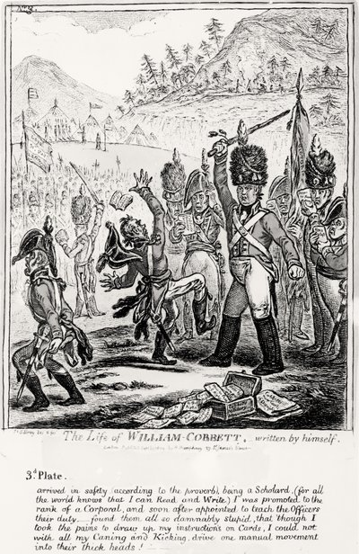 パブ自身が書いた、ウィリアムコベットの生涯からのプレート3。 H・ハンフリー作、1809 作： James Gillray