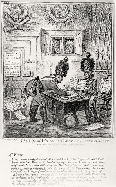 プレート4、ウィリアム・コベットの生涯、パブ自身が書いた。 H・ハンフリー作、1809 作： James Gillray