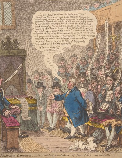 Political-Candour、つまり、1805 年 6 月 14 日の連合決議、1805 年 6 月 21 日のプロボノ出版 作： James Gillray