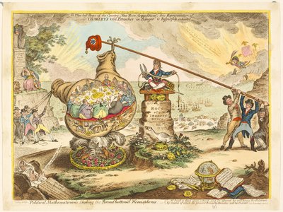 政治数学者、底の広い半球を揺るがす 作： James Gillray
