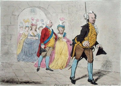 1795年にハンナ・ハンフリーが出版した「ポロニウス」（手彩色の銅版画） 作： James Gillray