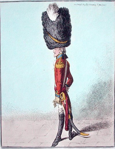 1800年にハンナ・ハンフリーが出版した「ある士官の肖像」（手彩色のエッチング） 作： James Gillray
