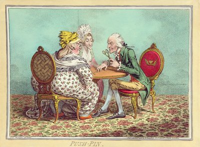 プッシュピン、1797年にハンナハンフリーによって発行された（手描きのエッチング） 作： James Gillray