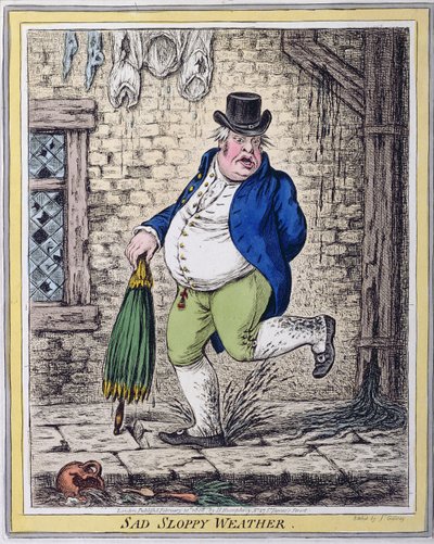 悲しいずさんな天気、1808年にハンナハンフリーによって公開（手描きのエッチング） 作： James Gillray