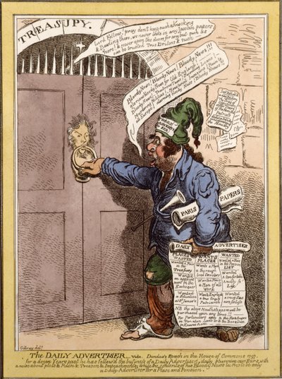 下院でのダンダスの演説に関するデイリー広告主の風刺漫画、1797 作： James Gillray