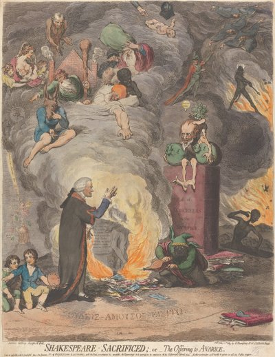シェイクスピアが犠牲に。 または、貪欲への供物 作： James Gillray