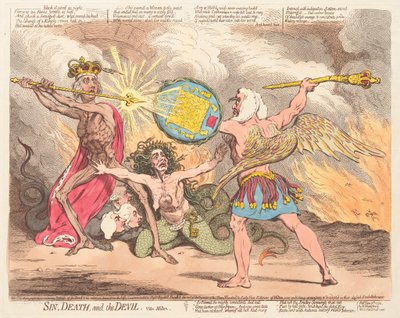 罪、死、そして悪魔、ミルトンを見よ 作： James Gillray