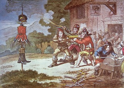 イギリス軍に対抗して訓練する連合アイルランド人協会 作： James Gillray