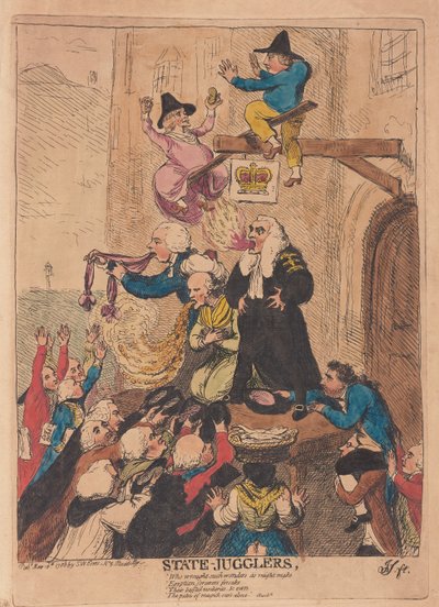 州のジャグラー、パブ。 1788（手彫り彫刻） 作： James Gillray