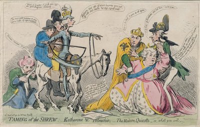 じゃじゃ馬ならし：Katherine und Petruchio、またはThe Modern Quixote、SW Foresによって1791年に出版（手描きのエッチング） 作： James Gillray