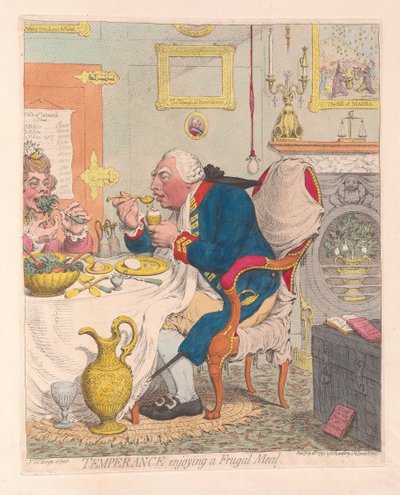 質素な食事、パブを楽しむTemeprance。 1792（手彫り彫刻） 作： James Gillray