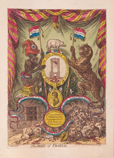 フランスの腕、パブ。 1805年（手彩色彫刻） 作： James Gillray