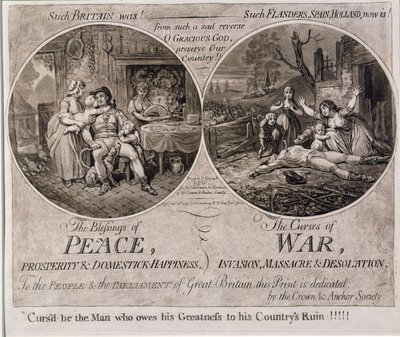 平和の祝福と戦争の呪い、1795年にハンナハンフリーによって発行 作： James Gillray