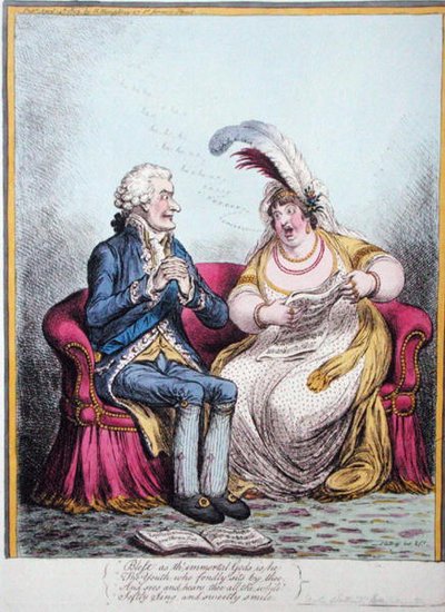 ハンナ・ハンフリーが1803年に出版した「ブルストロードのサイレン」（手彩色の銅版画） 作： James Gillray