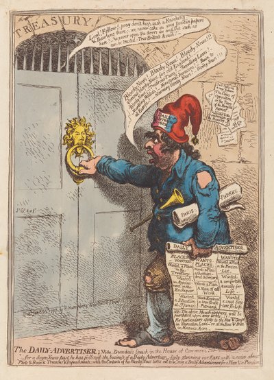 デイリー広告主、パブ。 1797年（手描きの彫刻） 作： James Gillray