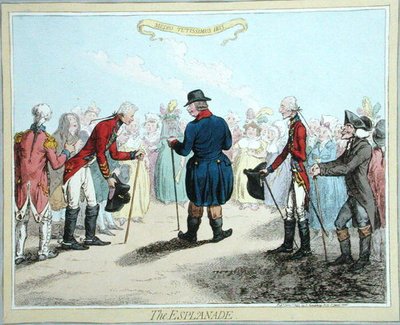 ハンナ・ハンフリーが1797年に出版した「エスプラネード」（手彩色の銅版画） 作： James Gillray