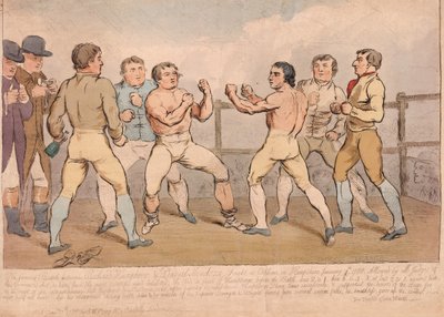 リチャードハンフリーズとダニエルメンドーサの有名な戦い、1788年1月9日、パブ。 1788（手彫り彫刻） 作： James Gillray