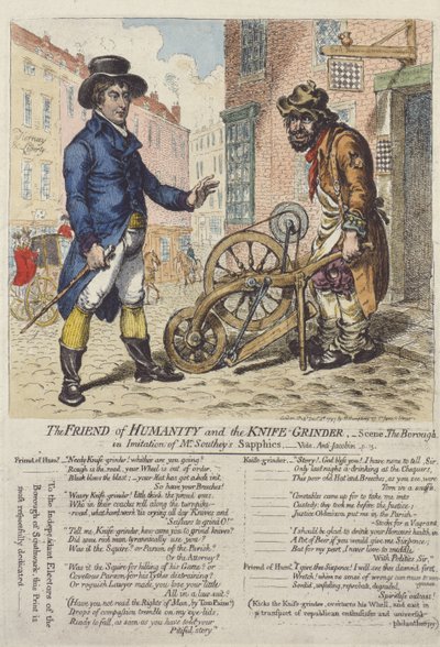 「人類の友とナイフグラインダー」、1797年 作： James Gillray