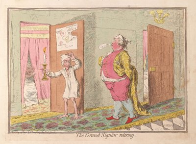 Grand Signiorの引退したパブ。 1796年（手描きの彫刻） 作： James Gillray