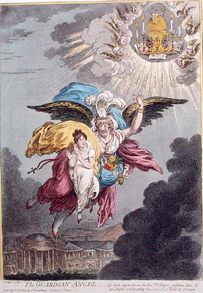 ハンナ・ハンフリーが1805年に出版した「守護天使」（手彩色の銅版画） 作： James Gillray