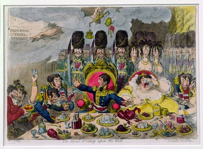 壁に手書き、1803年にハンナハンフリーによって公開（手描きのエッチング） 作： James Gillray