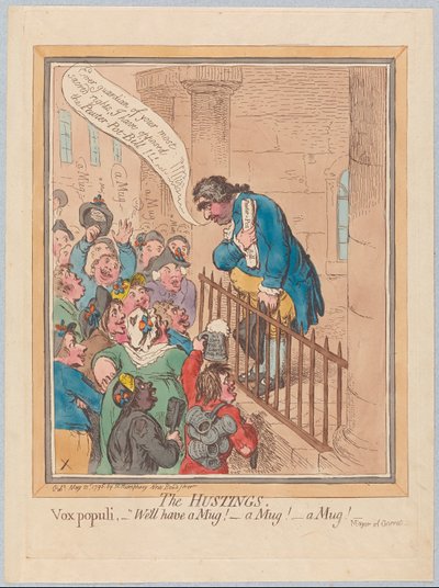 ハスティング。 Vox Populiマグカップもあるマグカップ！マグ！、パブ。 1796年（手描きの彫刻） 作： James Gillray