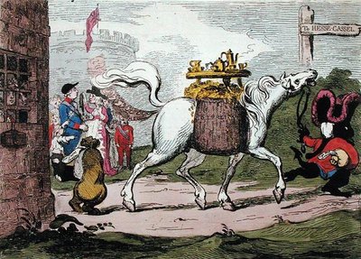 1786年にW.ホランドが出版した「The Legacy」（手彩色の銅版画） 作： James Gillray
