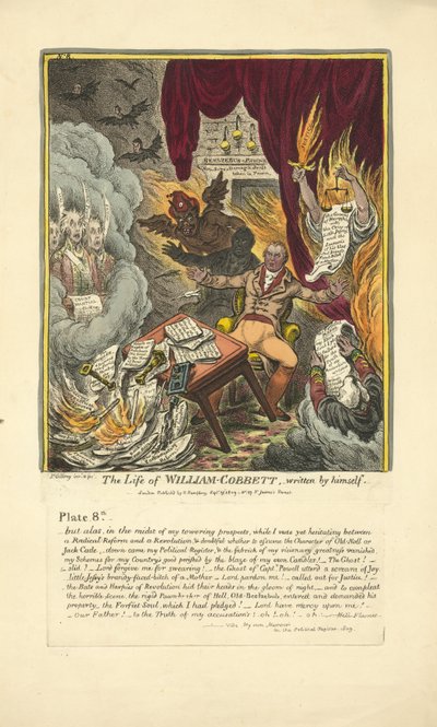 自分で書いたウィリアムコベットの生涯、ハンナハンフリー発行、1809年（手描きの彫刻） 作： James Gillray