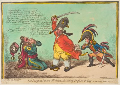 壮大な大臣、プロイセンパーフィディの懲罰。 作： James Gillray