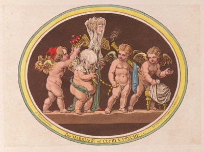 キューピッドとプシュケの結婚、パブ。 1797年（手描きの彫刻） 作： James Gillray