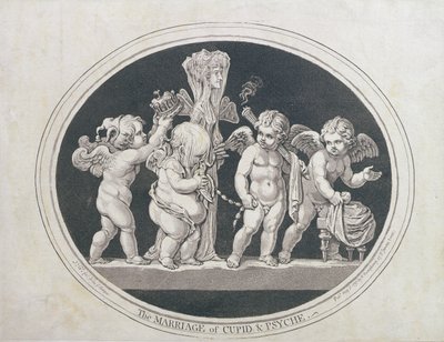 1797年にハンナハンフリーによって発行されたキューピッドとプシュケの結婚 作： James Gillray