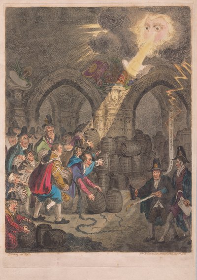 憲法の柱、パブ。 1835年（手描きの彫刻） 作： James Gillray