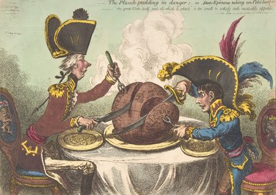 1805 年 2 月 26 日、2 月 26 日、危険にさらされているプラムプディング、または州の叙事詩 作： James Gillray