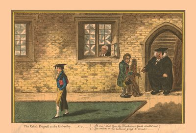 大学でのレーキの進歩-No. 2、1806。 作： James Gillray