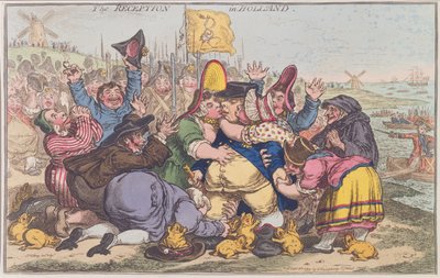 1799年にハンナハンフリーによって発行されたオランダのレセプション（手描きのエッチング） 作： James Gillray