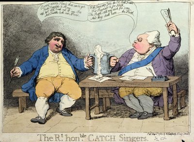 右の名誉あるキャッチ歌手、1783年にウィリアム・ハンフリーによって公開（手描きのエッチング） 作： James Gillray